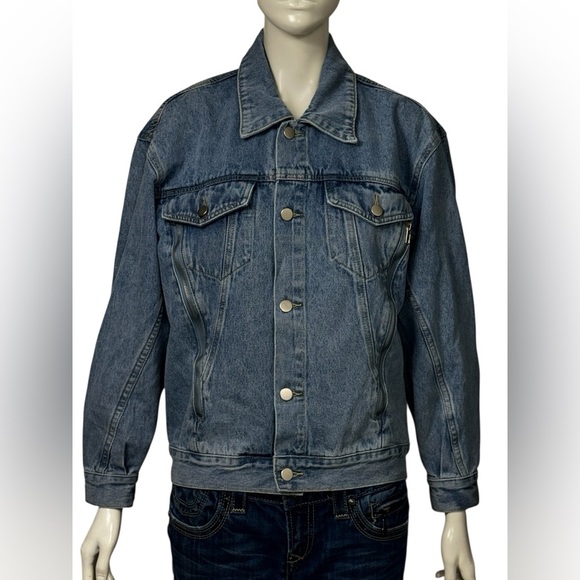 American Bazi 100%Cotton Blue Denim Jacket Size Small - Picture 2 of 13